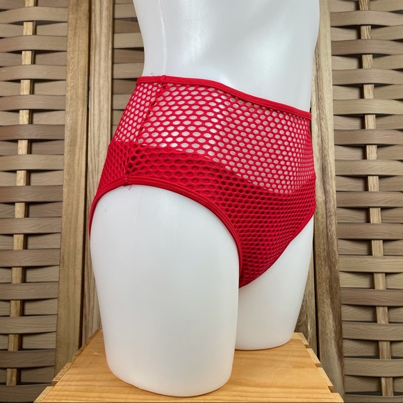 NWOT Fishnet Mesh Top High Waisted Bikini Swimsuit Bottoms - Picture 5 of 7
